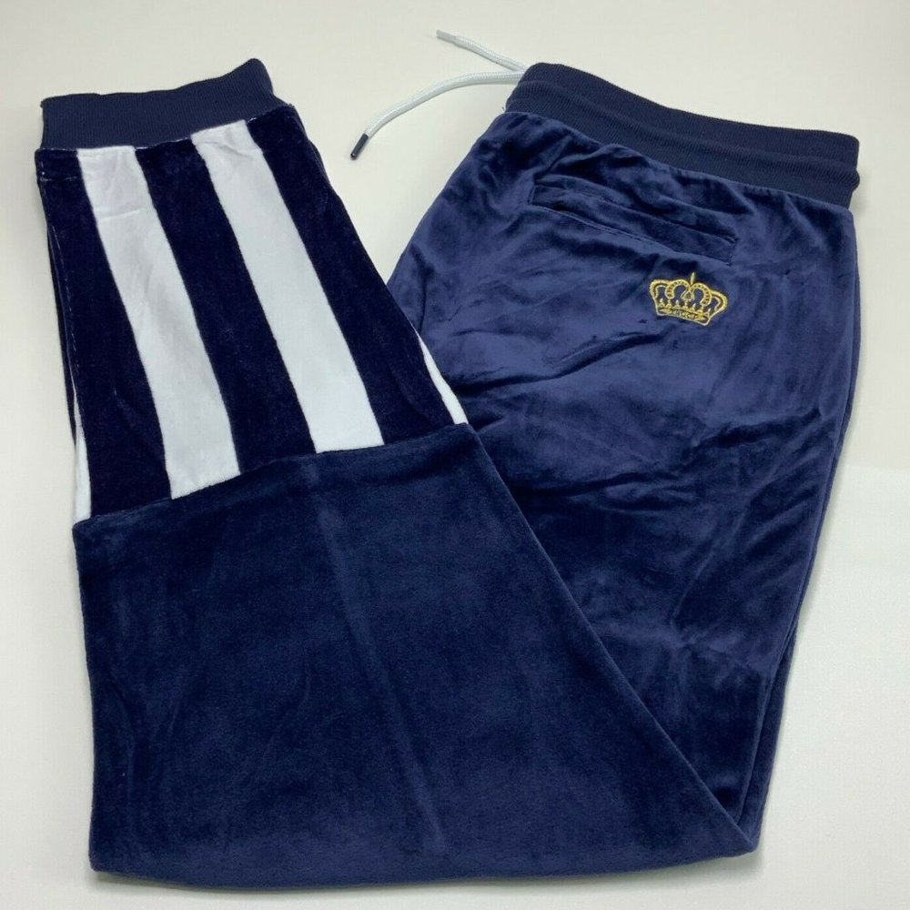 Men’s Navy White Crown Royal Velour Track Pants
